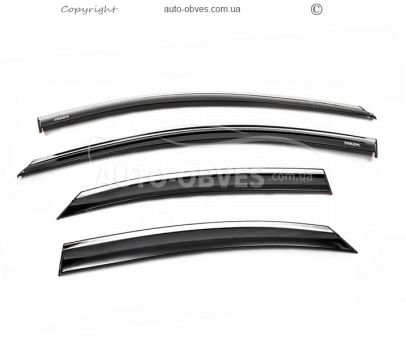 Ford Focus III window deflectors - type: with chrome molding фото 1