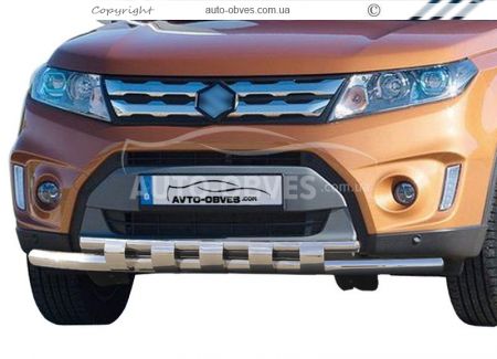 Захист бампера Suzuki Vitara 2015-... - тип: модельний з пластинами фото 0