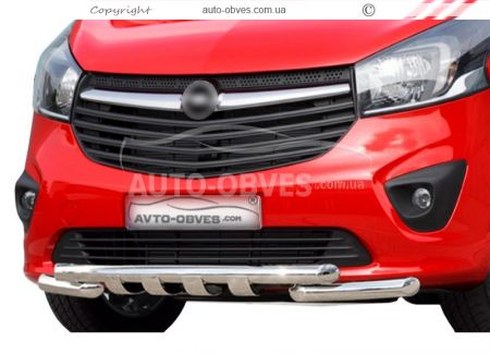 Захист бампера Opel Vivaro 2015-2019 - тип: модельний, з пластинами фото 0