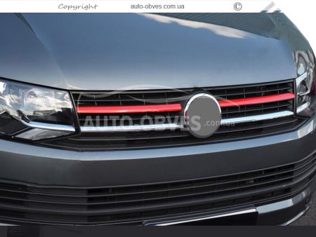 Накладки на решетку радиатора VW T6 2015-2020 - тип: з 2-х елементов цвет красный фото 3