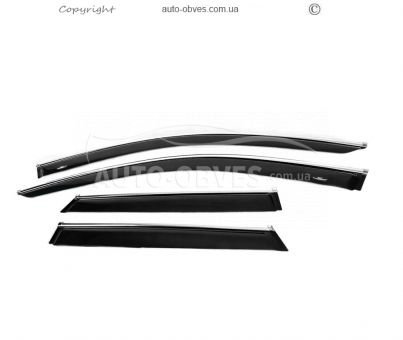 Window deflectors Volkswagen Touareg 2018-... - type: with chrome 4 pcs hic фото 0