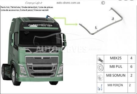 Holder for headlights on the roof of Volvo FH euro 6, service: installation of diodes фото 5