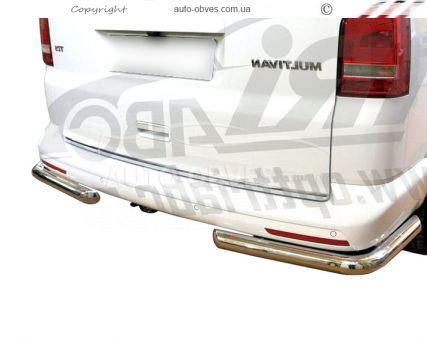 Rear bumper protection Volkswagen T5 Multivan - type: single corners, bevelled ends фото 0