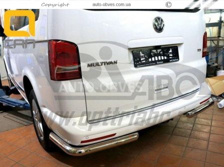 Rear bumper protection Volkswagen T5 Multivan - type: single corners, bevelled ends фото 3