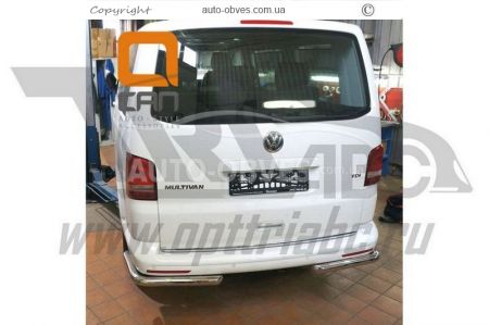 Rear bumper protection Volkswagen T5 Multivan - type: single corners, bevelled ends фото 1