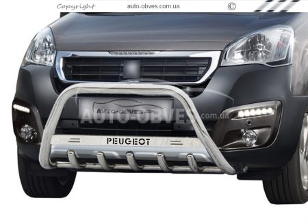Кенгурятник Peugeot Partner 2015-... - тип: з логотипом фото 0
