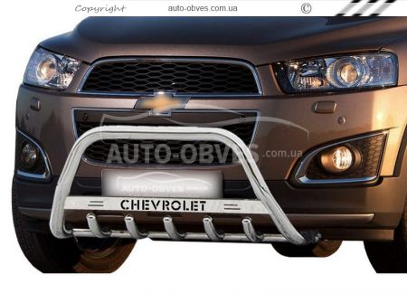 Bull bar Chevrolet Captiva 2011-2020 - type: with logo фото 1