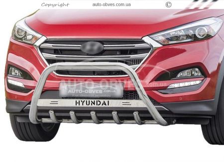 Кенгурятник Hyundai Tucson 2019-2021 - тип: с логотипом фото 1