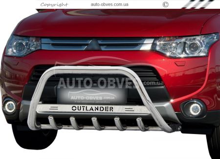 Кенгурятник Mitsubishi Outlander 2013-2015 - тип: з логотипом фото 0