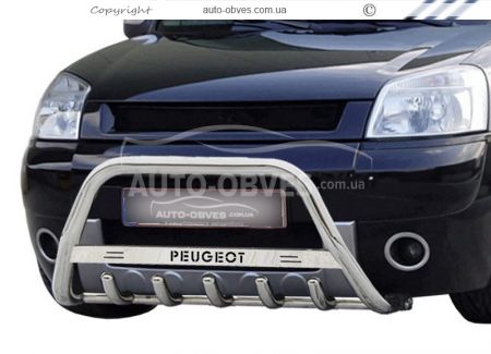 Bull bar Peugeot Partner 2002-2007 - type: with logo фото 1