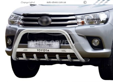 Bull bar Toyota Hilux 2015-2020 - type: with logo фото 1