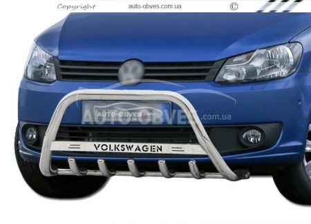 Bull bar Volkswagen Caddy 2010-2015 - type: with logo фото 2