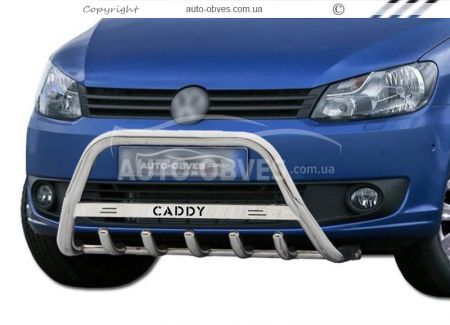 Bull bar Volkswagen Caddy 2010-2015 - type: with logo фото 1
