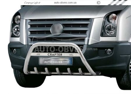 Кенгурятник Volkswagen Crafter 2006-2011 - тип: с логотипом фото 0