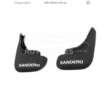 Брызговики Renault Sandero 2013-2019 -тип: задние 2шт, среднее качество, без креплений фото 0