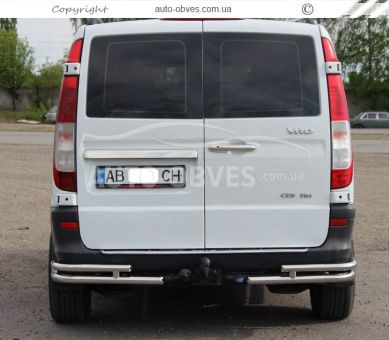 Защита заднего бампера Mercedes Vito, Viano L1\L2\L3 базы - тип: двойные углы фото 5