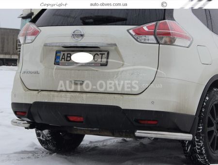Защита заднего бампера Nissan X-Trail 2014-2017 - тип: углы одинарные фото 1
