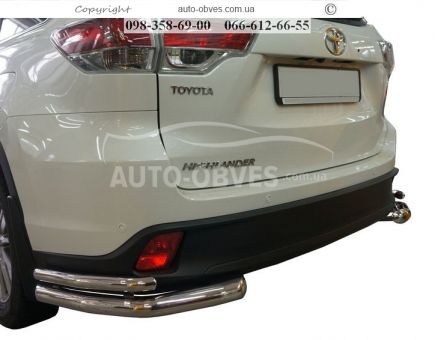 Rear bumper protection Toyota Highlander 2017-2020 - type: double corners фото 0