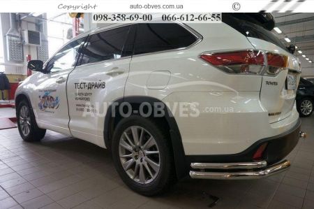 Rear bumper protection Toyota Highlander 2017-2020 - type: double corners фото 1