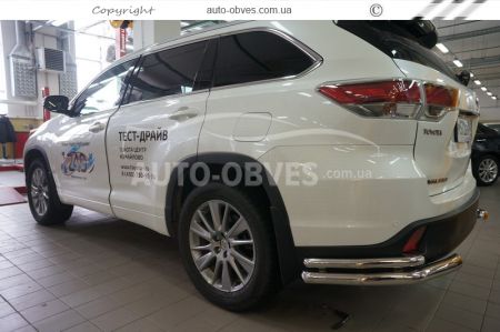 Защита заднего бампера Toyota Highlander 2014-2017 - тип: двойные углы фото 1