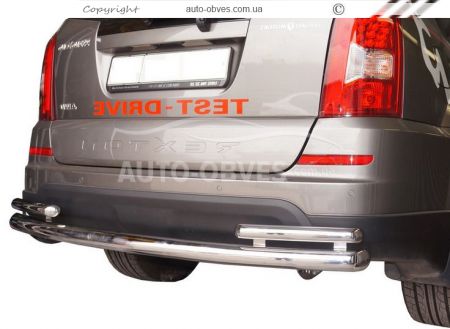 Ssangyong Rexton rear bumper protection - type: pipe with corners фото 0