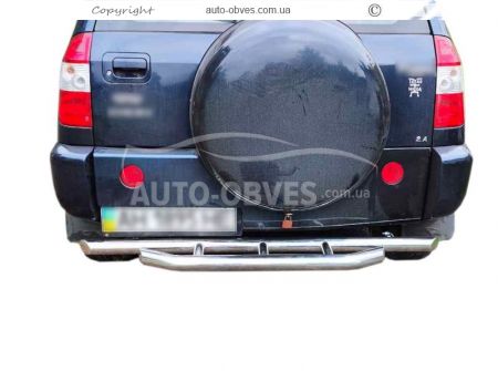 Защита заднего бампера Mitsubishi Pajero Wagon 4 - тип: одинарная труба, с защитой запаски фото 0