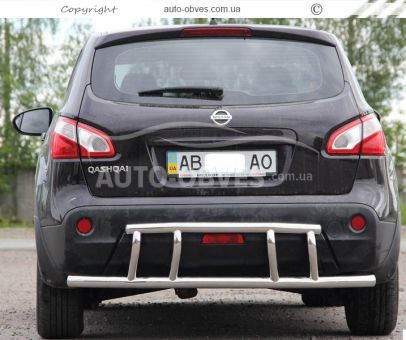 Rear bumper protection Nissan Qashqai 2007-2014 - type: pipe with corners фото 1