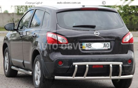 Rear bumper protection Nissan Qashqai 2007-2014 - type: pipe with corners фото 2