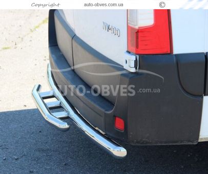 Rear bumper protection Nissan NV400, Opel Movano, Renault Master - type: tube with footrest фото 1