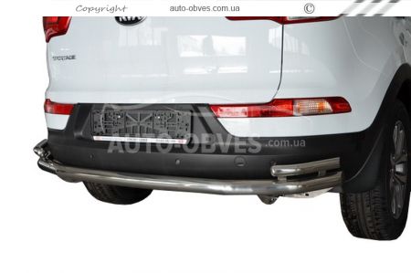 Rear bumper protection Kia Sportage 2010-2015 - type: pipe with corners фото 0