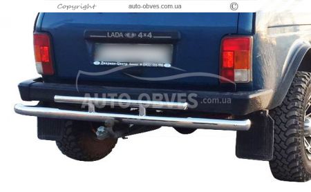 Rear bumper protection Lada Niva - type: double pipe фото 0