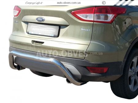 Rear bumper protection Ford Kuga 2013-2016 - type: U-shaped, option 1 фото 0