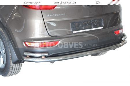 Rear bumper protection Kia Sportage 2019-2021 - type: pipe with corners фото 0