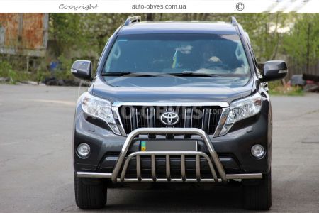 Защита переднего бампера Toyota Prado 2014-2018 -тип: двойной усиленный с усами фото 2