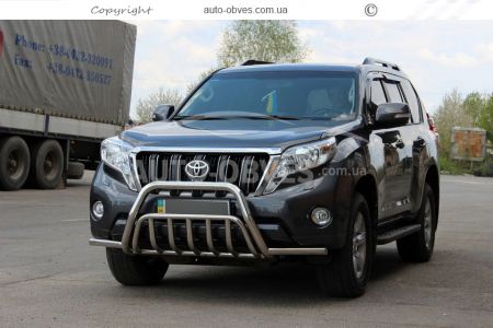 Защита переднего бампера Toyota Prado 2014-2018 -тип: двойной усиленный с усами фото 1