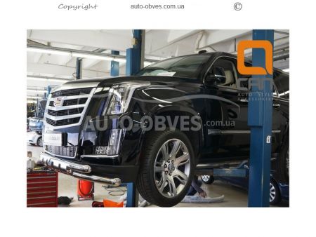 Bumper protection Cadillac Escalade 2014-2018 - type: model with plates, on order фото 1