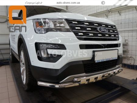 Bumper protection Ford Explorer 2016-2018 - type: model with plates фото 3