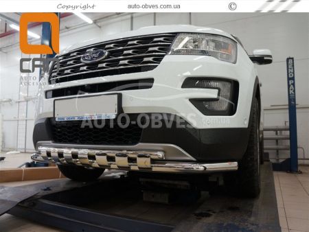 Bumper protection Ford Explorer 2016-2018 - type: model with plates фото 1