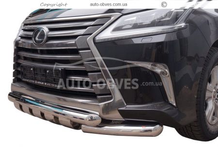 Захист бампера Lexus LX570 2015-2022 - тип: модельний з пластинами фото 0