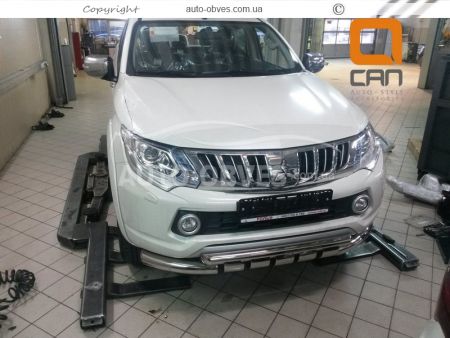 Bumper protection Mitsubishi L200 2015-2018 - type: model with plates фото 1