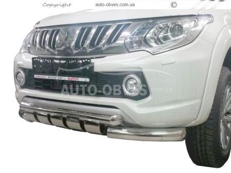 Bumper protection Mitsubishi L200 2015-2018 - type: model with plates фото 0