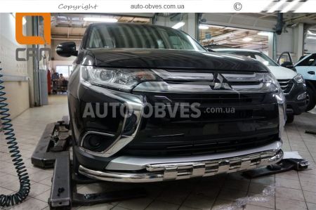 Bumper protection Mitsubishi Outlander 2015-2020 - type: model with plates фото 2