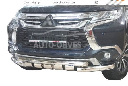 Bumper protection Mitsubishi Pajero Sport - type: model with plates фото 0