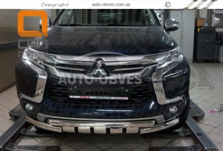 Bumper protection Mitsubishi Pajero Sport - type: model with plates фото 2