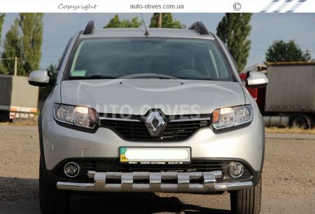 Защита бампера Renault Logan 2013-2020 - тип: модельная с пластинами фото 2