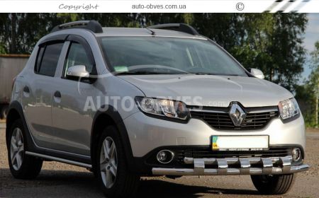 Bumper protection Renault Logan 2013-2020 - type: model with plates фото 1