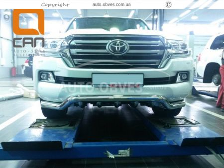 Toyota Land Cruiser 200 front bumper protection - type: single mustache with grill фото 1