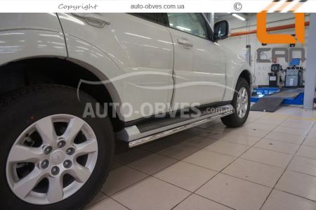 Защита штатного порога для Mitsubishi Pajero Wagon IV фото 1