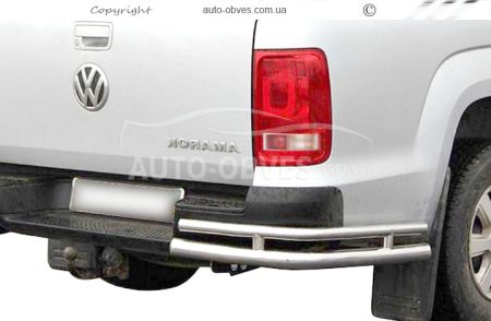 Rear bumper protection Volkswagen Amarok 2016-... - type: double corners фото 0