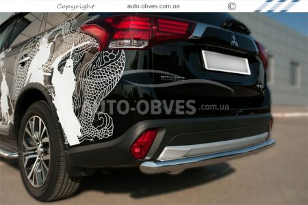 Rear bumper protection Mitsubishi Outlander 2015-2020 - type: single pipe фото 3